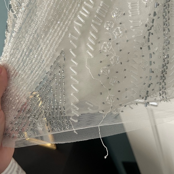 Basic Silver & White Embellished Mini Dress | Size 0 - Picture 5 of 6